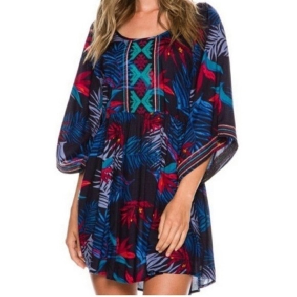 Roxy Sunset City Mini Dress Embroidered Floral Summer - Picture 1 of 10
